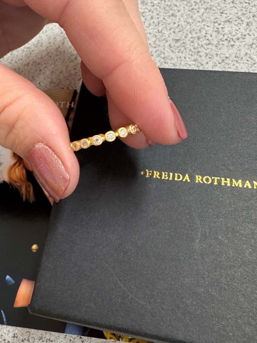 Freida Rothman Matte Gold Bezel Stacking Ring